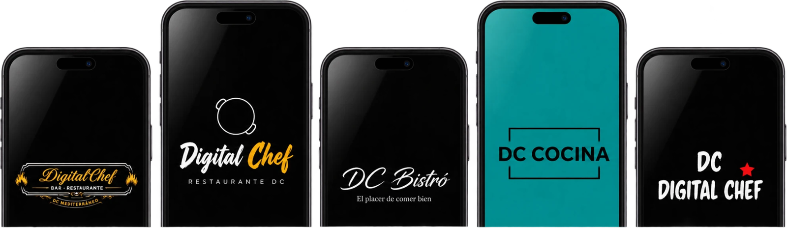 Ejemplos de apps de restaurante con la marca Digital Chef